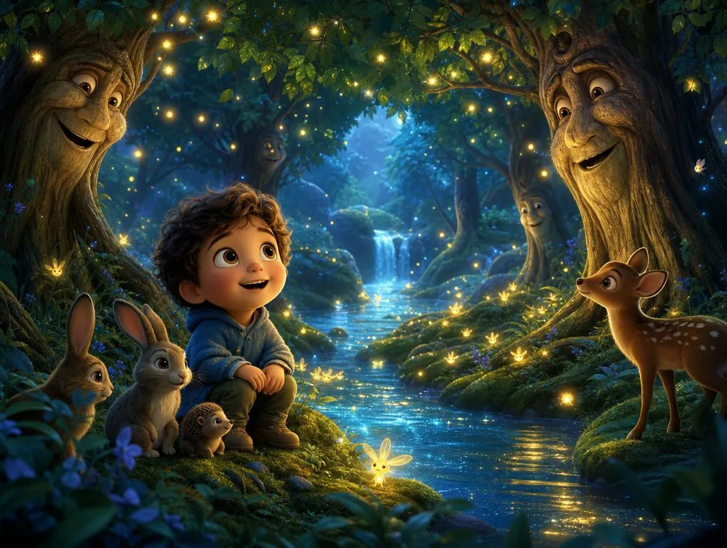 Ilustração da história A Floresta Encantada — livro infantil personalizado